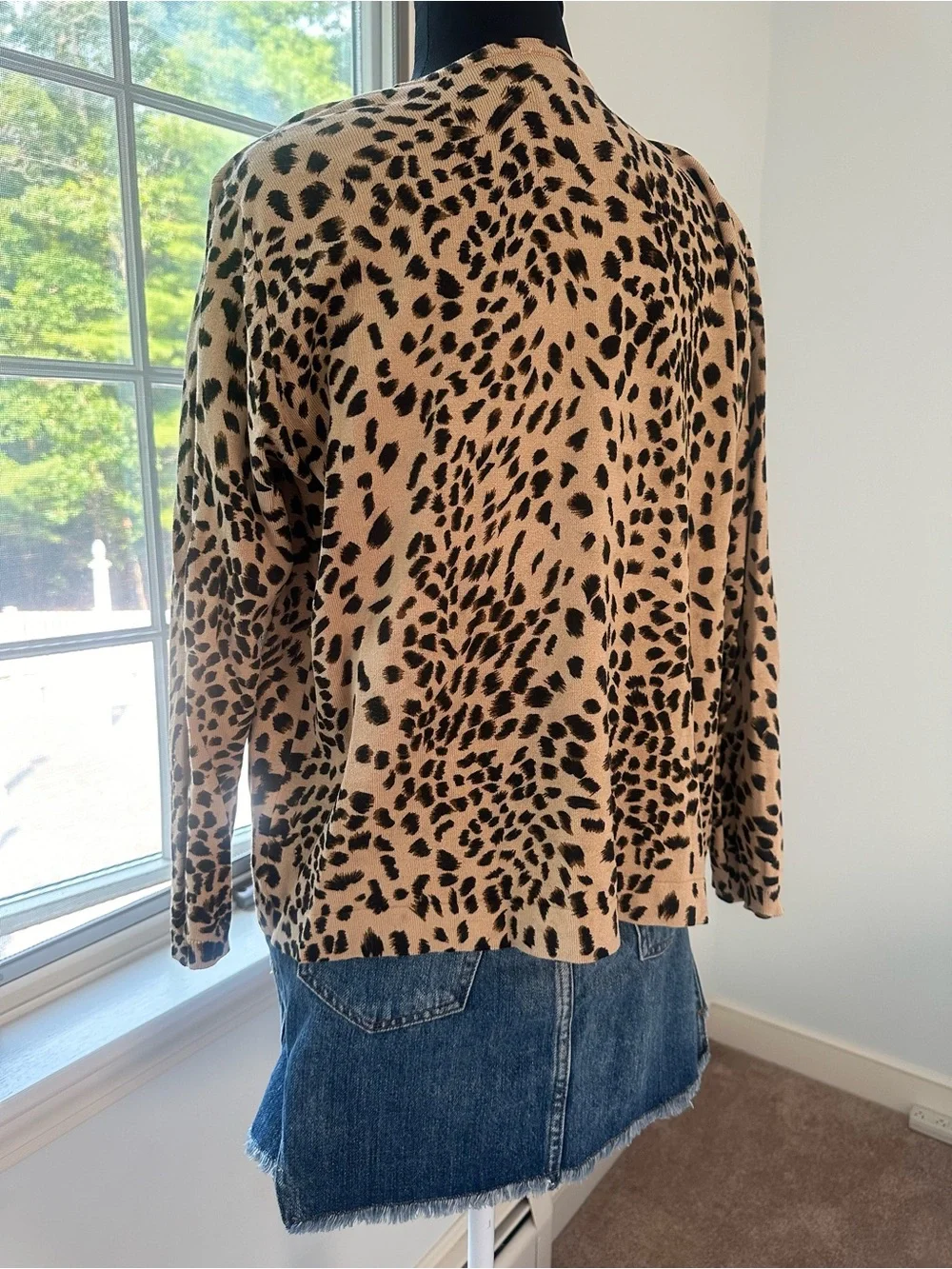 Vintage Oliver Perry Y2K Mob Wife Leopard Print Cardigan Sweater Size M